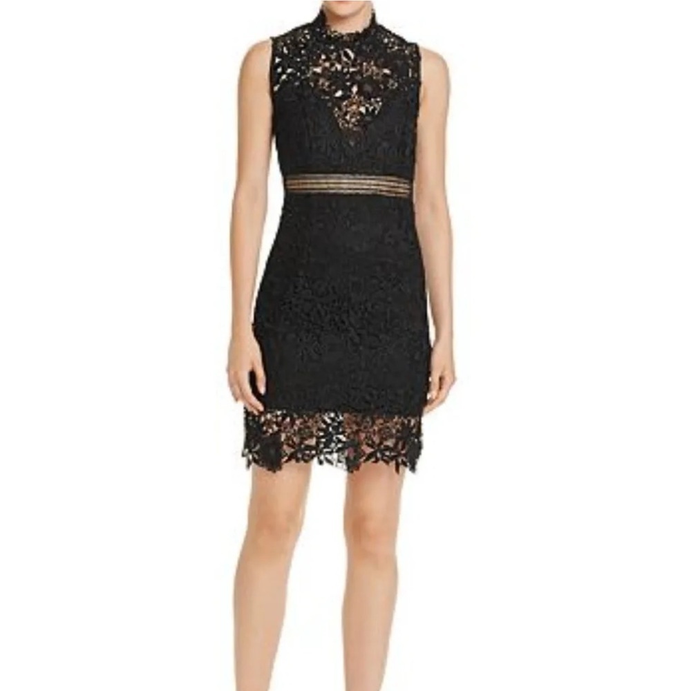 BARDOT Black Paris Lace Appliqué Cocktail Dress Romantic Sz‎ XS